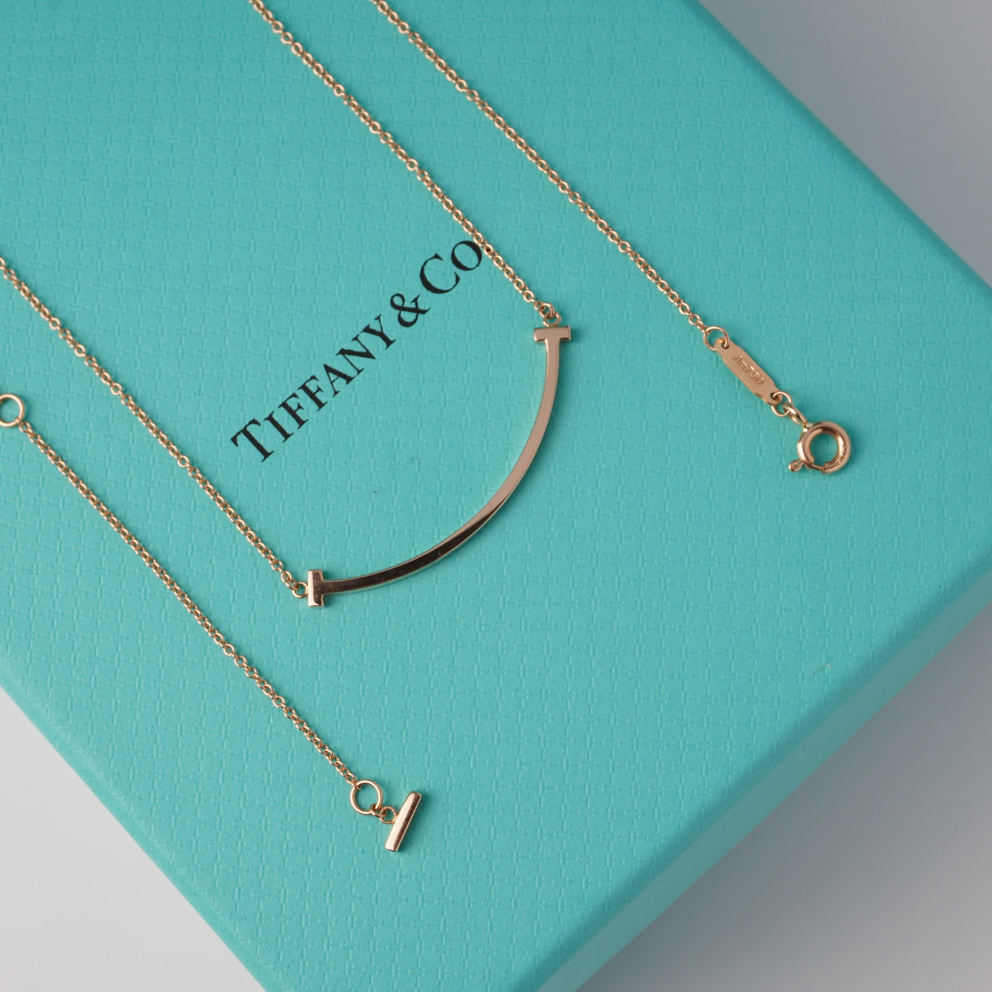 全新未使用 Tiffany & Co./蒂芙尼 玫瑰金笑脸项链小号全新大全套