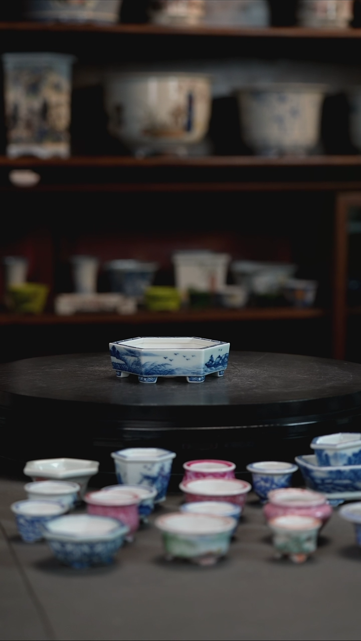 釉下山水手绘盆小*釉下山水手绘盆 小