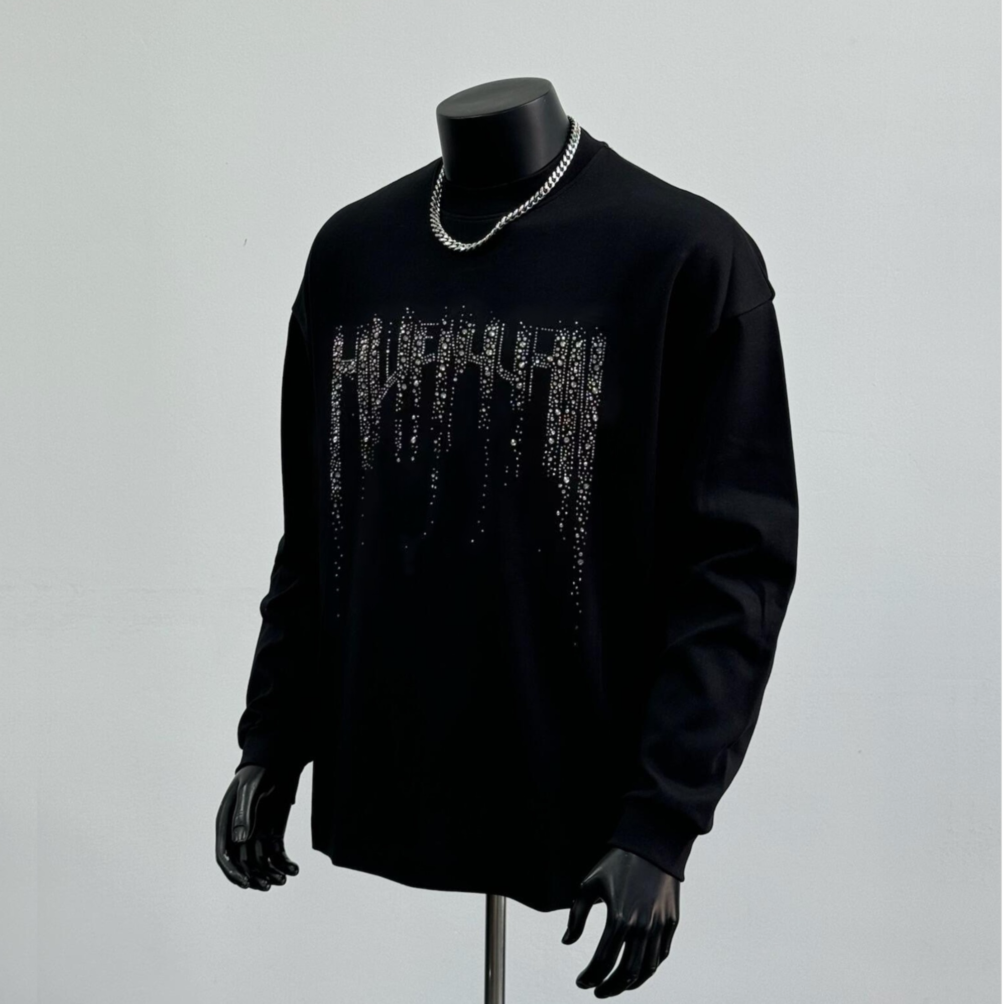 秋冬新款男士纯棉针织长袖T恤星钻系列：璀璨爆闪烫钻高级爆款长袖