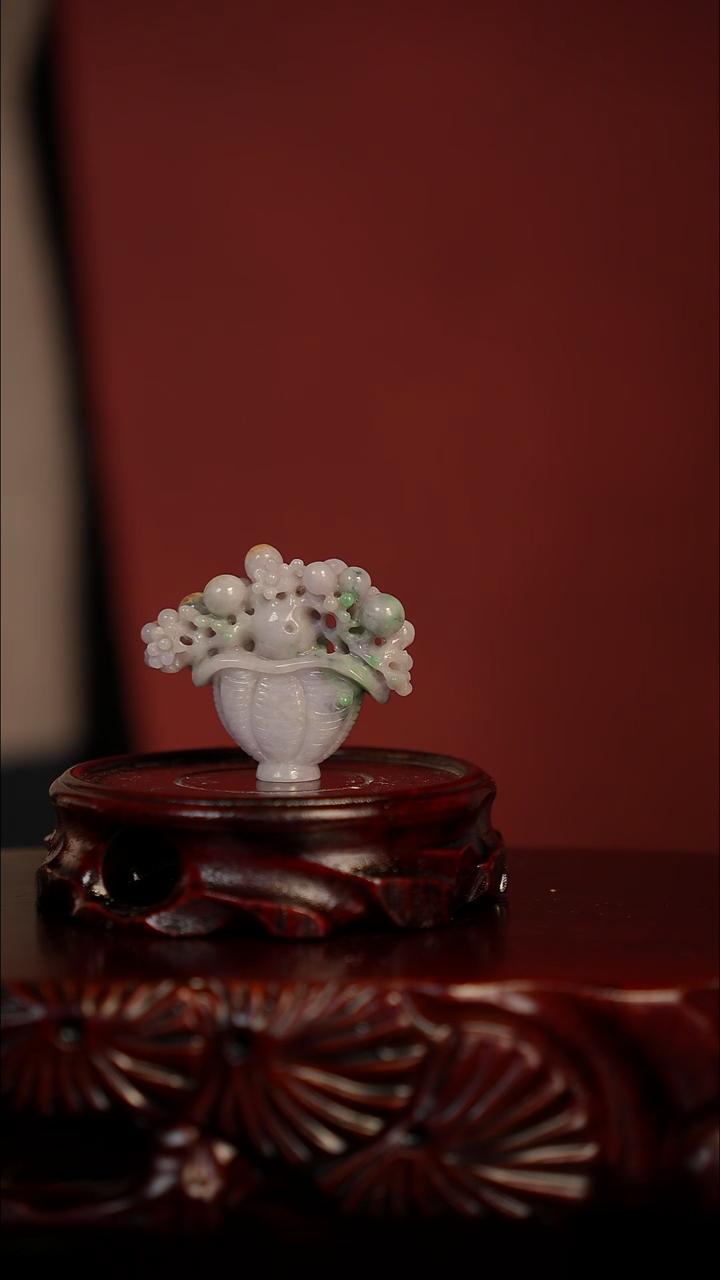 未镶嵌摆件翡翠花篮