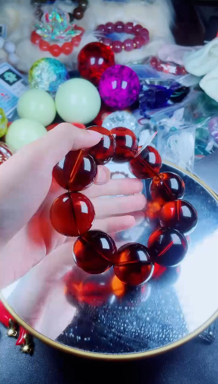 菱锰矿未镶嵌手串黑金血离子手串卡30