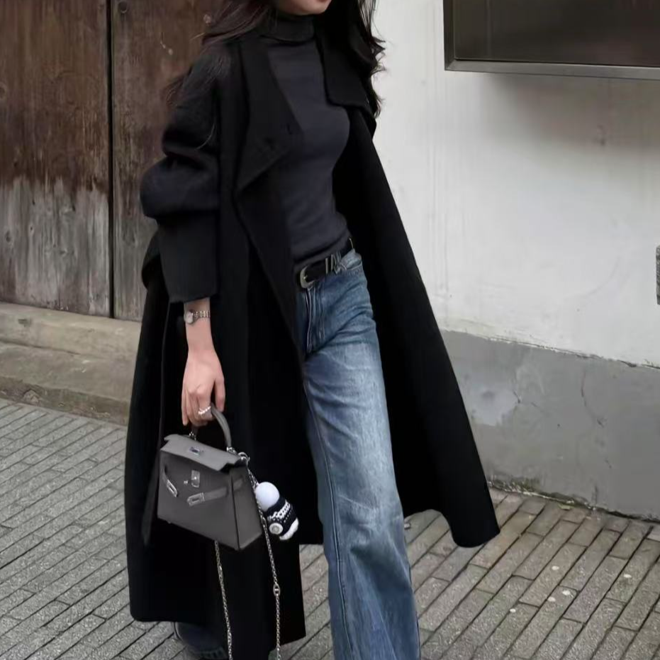 外套显瘦气质网红时尚百搭黑色双面宽松