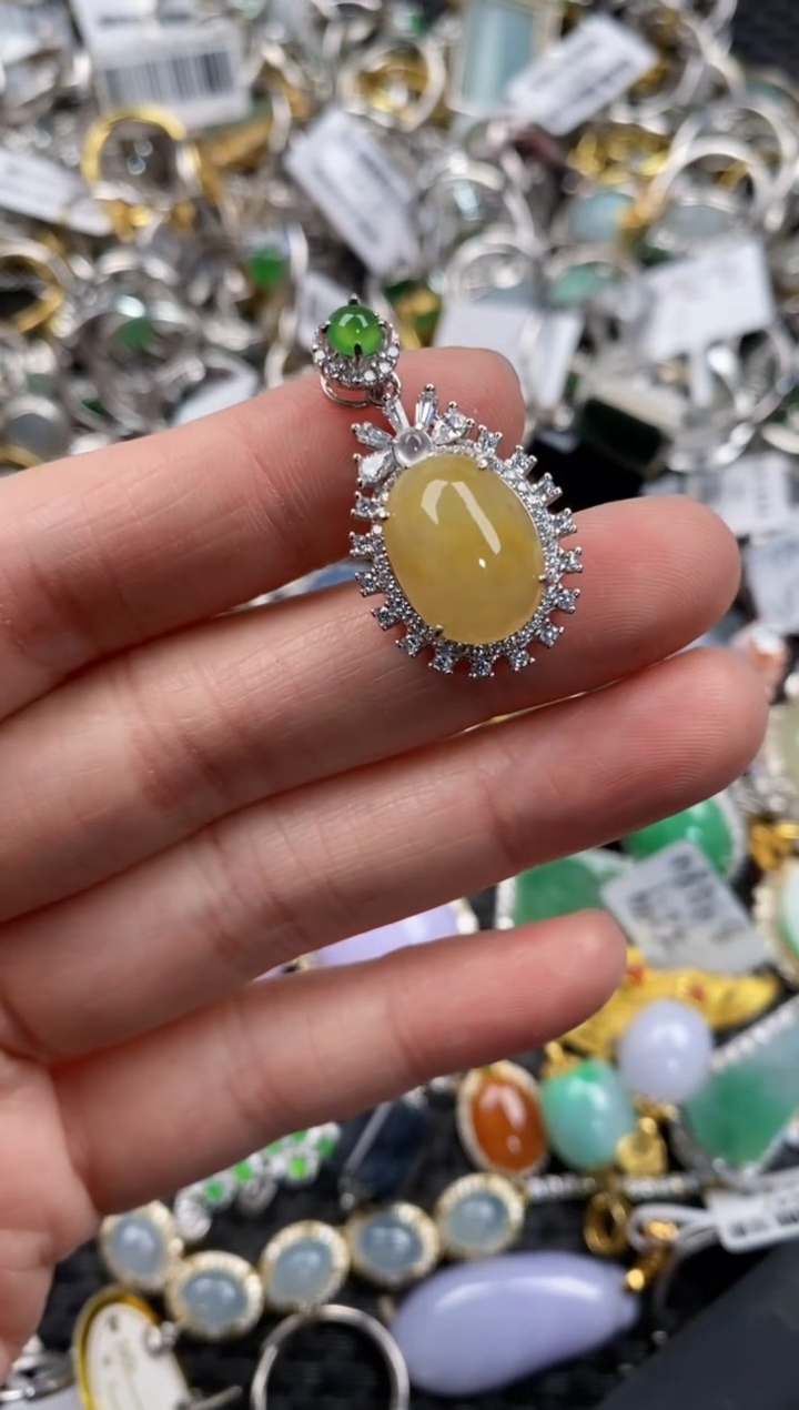 银S925镶嵌戒指翡翠10            7