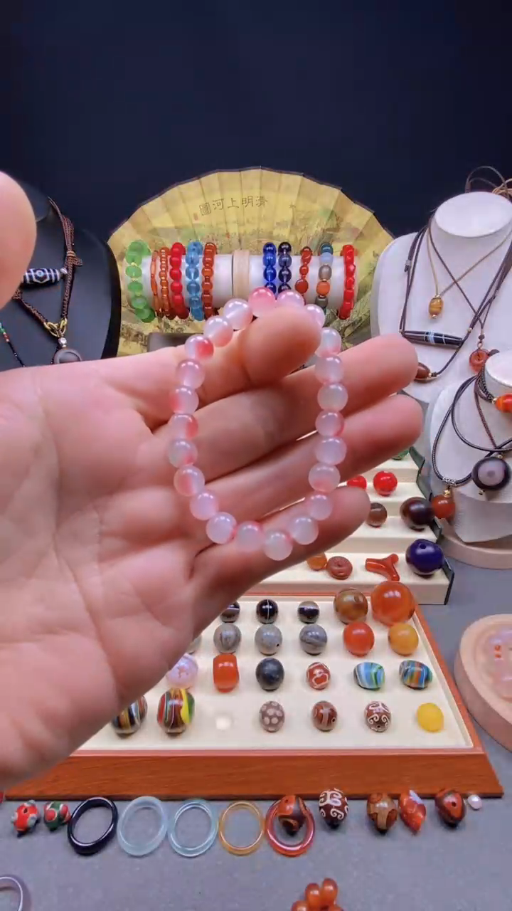 【闪购商品】玛瑙/玉髓手链未镶嵌桃花色手串
