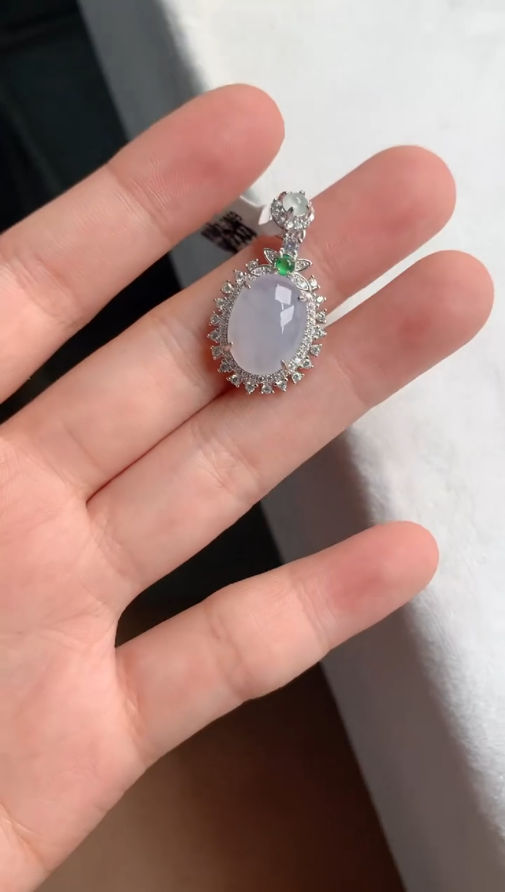 翡翠银S925镶嵌吊坠(不含链)3号