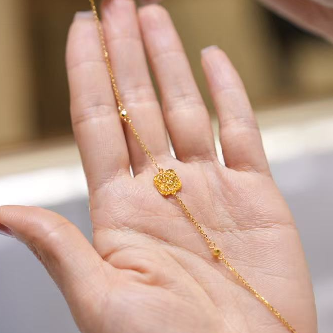 【巧玲专属】足金999花丝方糖手链 经典时尚百搭 2.98