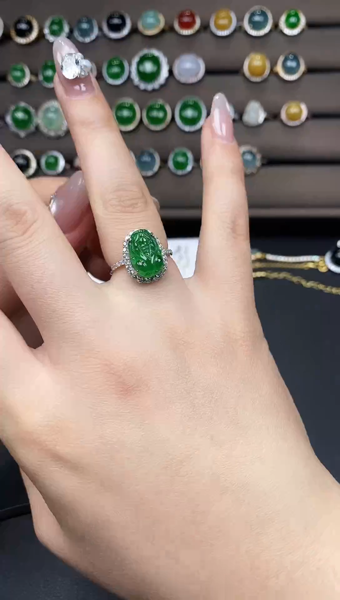 银S925镶嵌戒指翡翠111