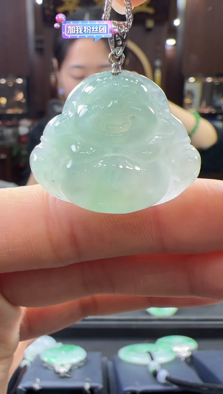 【闪购商品】翡翠挂件18K金镶嵌佛公不含链