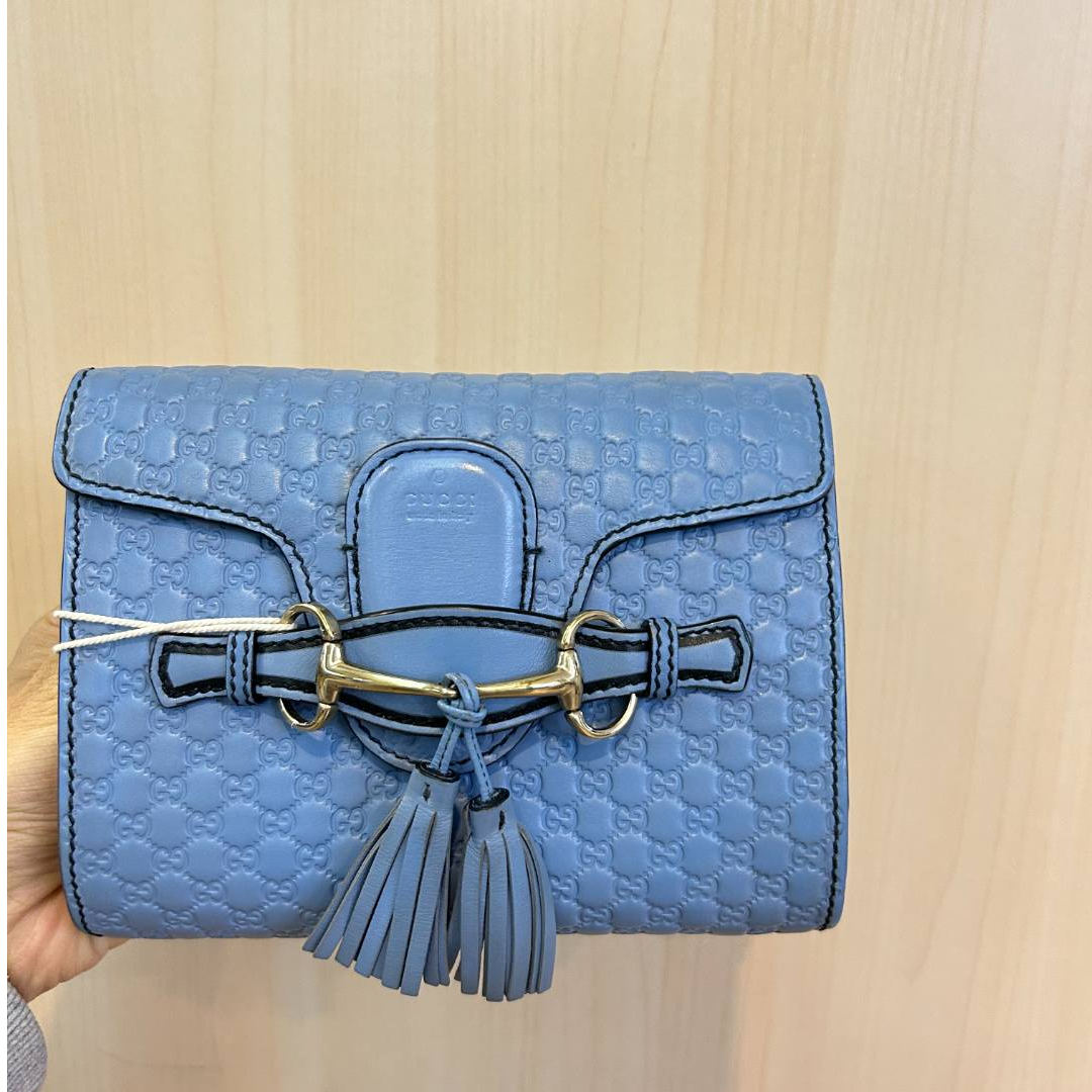 95新 GUCCI/古驰 淡蓝老花流苏单肩斜挎包/云海优选/51020