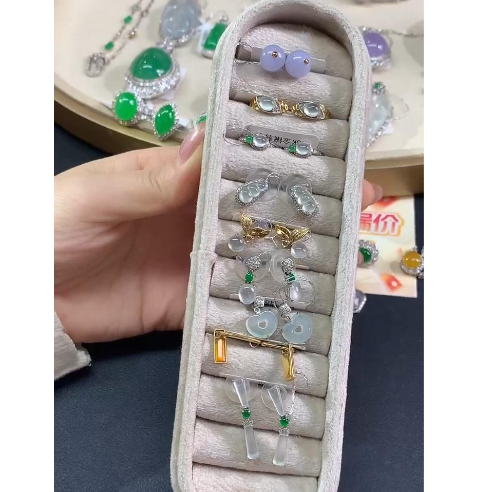 【彩虹盘】翡翠耳饰-18K金镶嵌-多样性发一件-LJ014|CXQ21