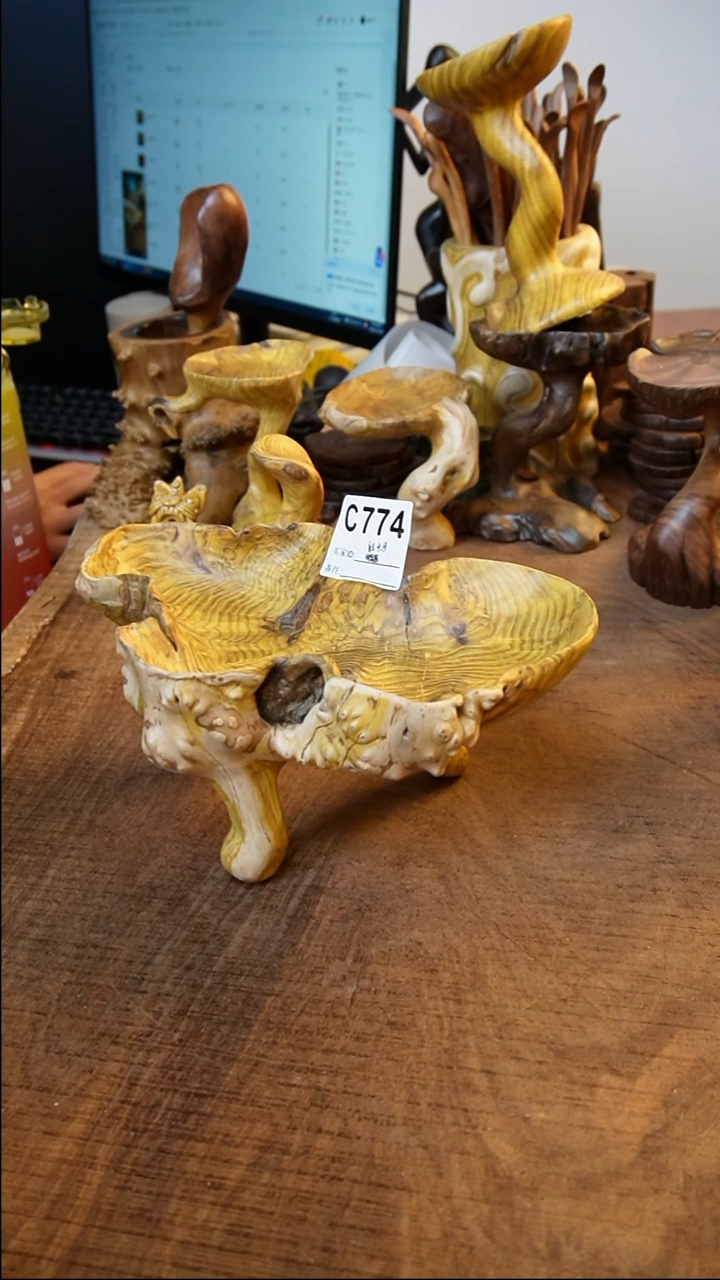 鑫*图774金丝杜仲三足盘