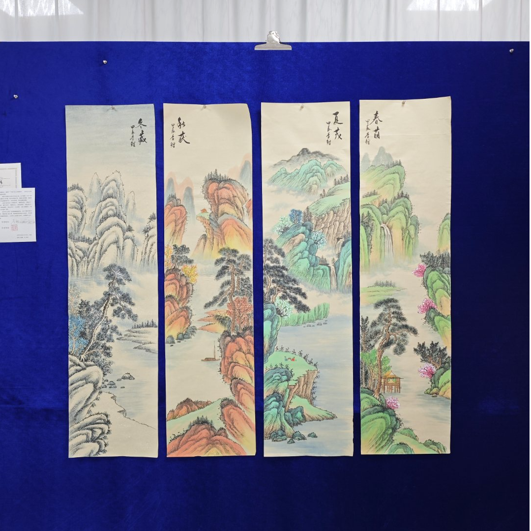 春夏秋冬仿古李鲤手绘作品画芯尺寸138cm*34cm