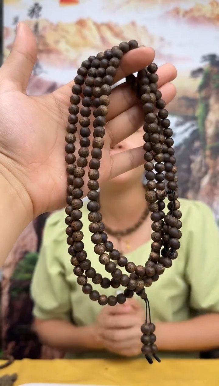 沉香手串高货奇楠张勺子虫漏圆珠多圈卡8多样性发一条