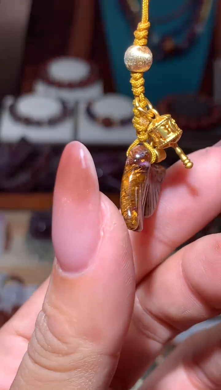 未镶嵌珠宝半成品水晶极光紫钛鱼尾挂件多样性发其1