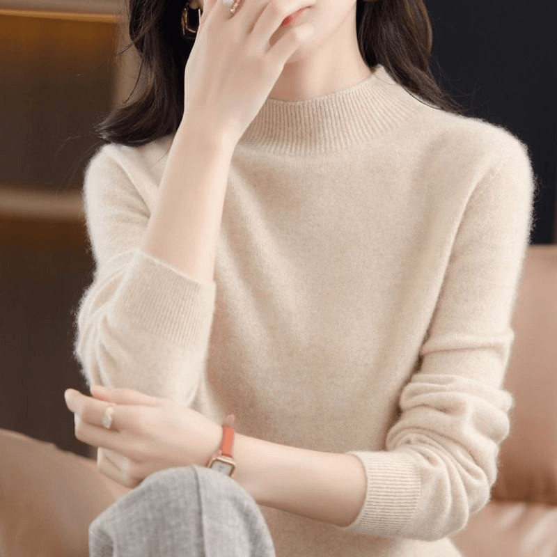 经典百搭~冬季新款100分羊毛半高领纯羊毛衫女打底外穿显气质