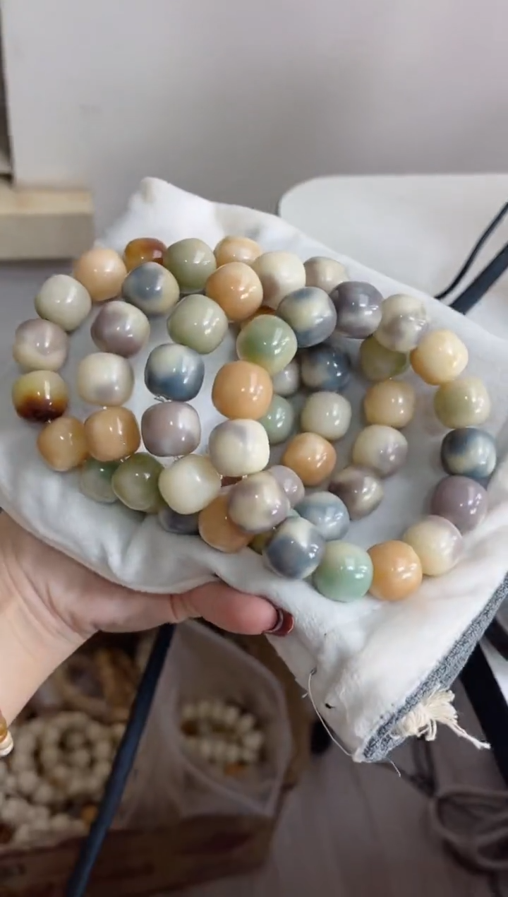 手串菩提根/象牙果k69大花猫玉化桶珠15*16mm手串随机