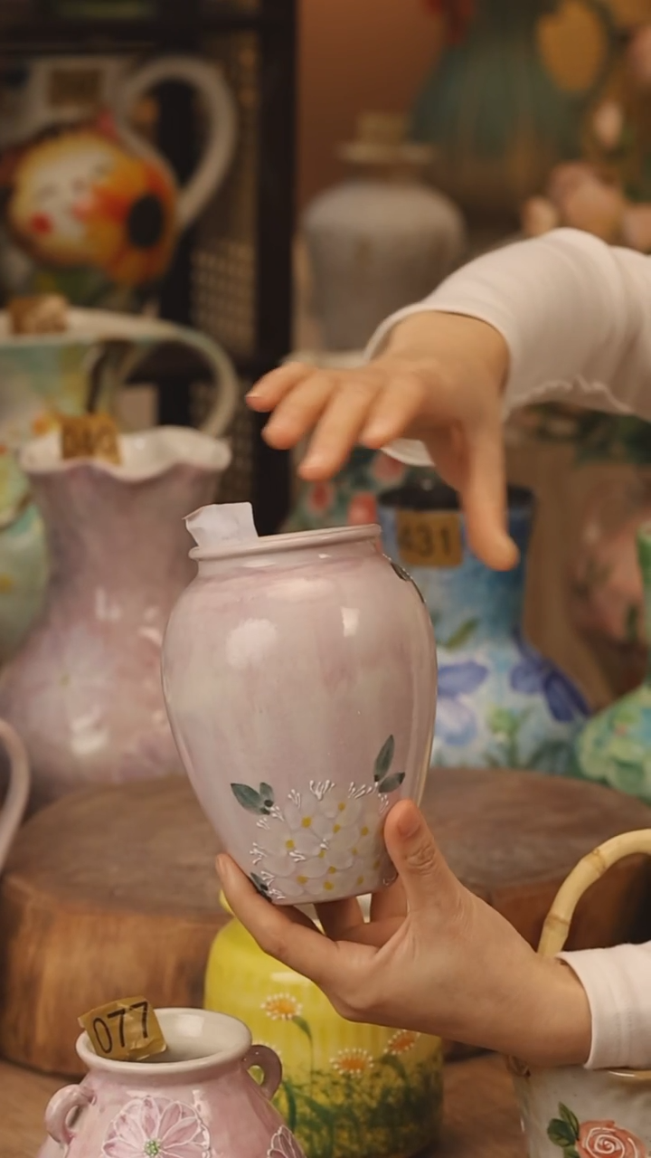 陶瓷景德镇设计师手作花器摆件侘寂风@M172@