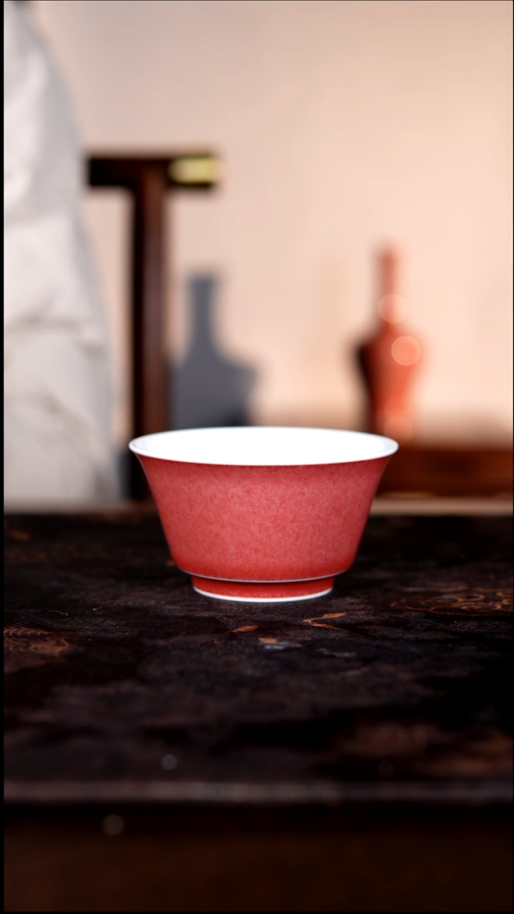 杯子白泥豇豆红陶瓷