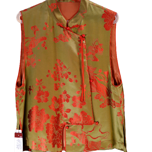 【菲妃】新款老缎提花真丝马甲25586