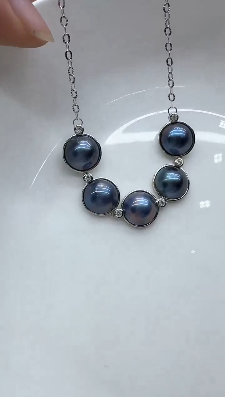 【闪购商品】拼合珍珠（马贝珠）颈饰银S925镶嵌清货