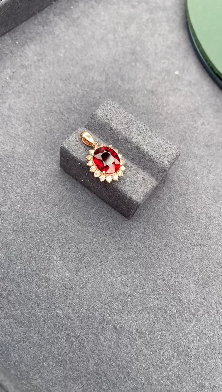 【闪购商品】碧玺吊坠(不含链)18K金镶嵌2ct卢比莱吊坠