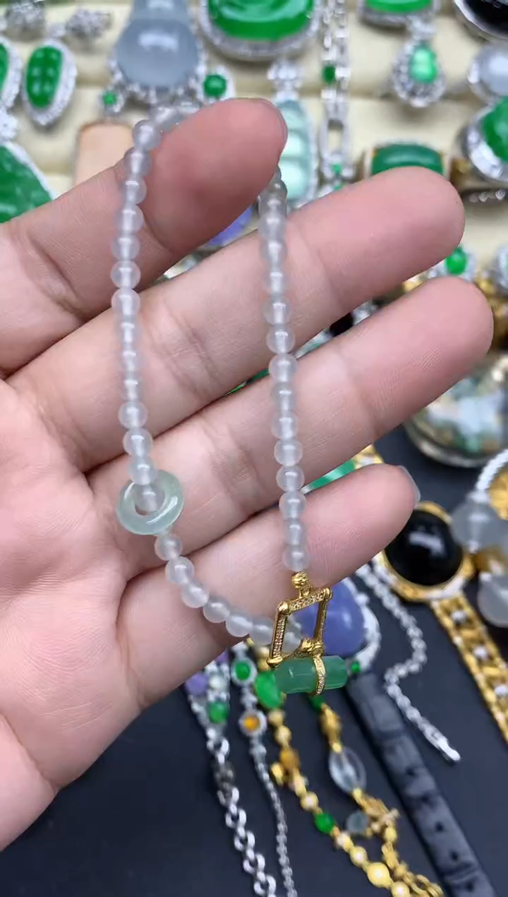 【闪购商品】翡翠手串18K金镶嵌306--中国好珍宝