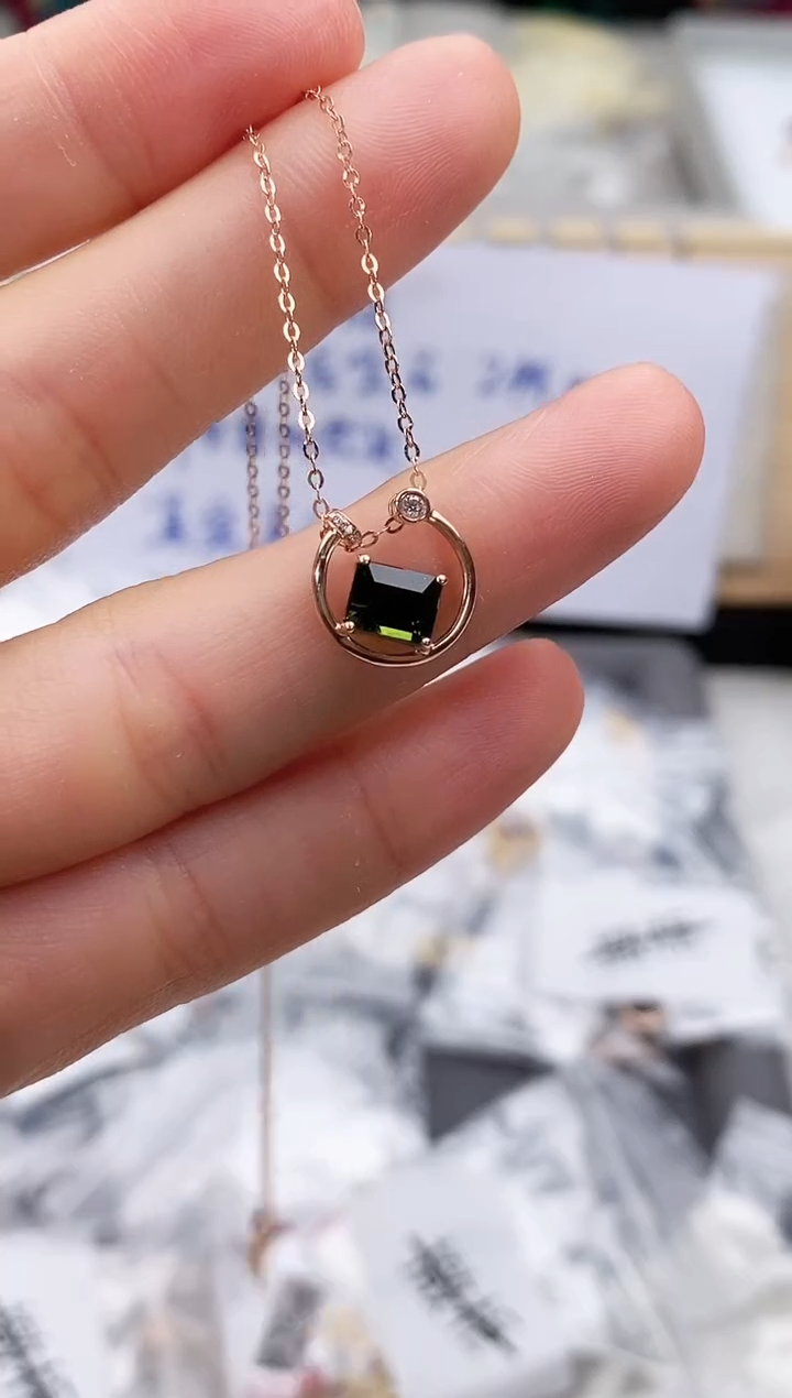 碧玺耳饰18K金镶嵌高货