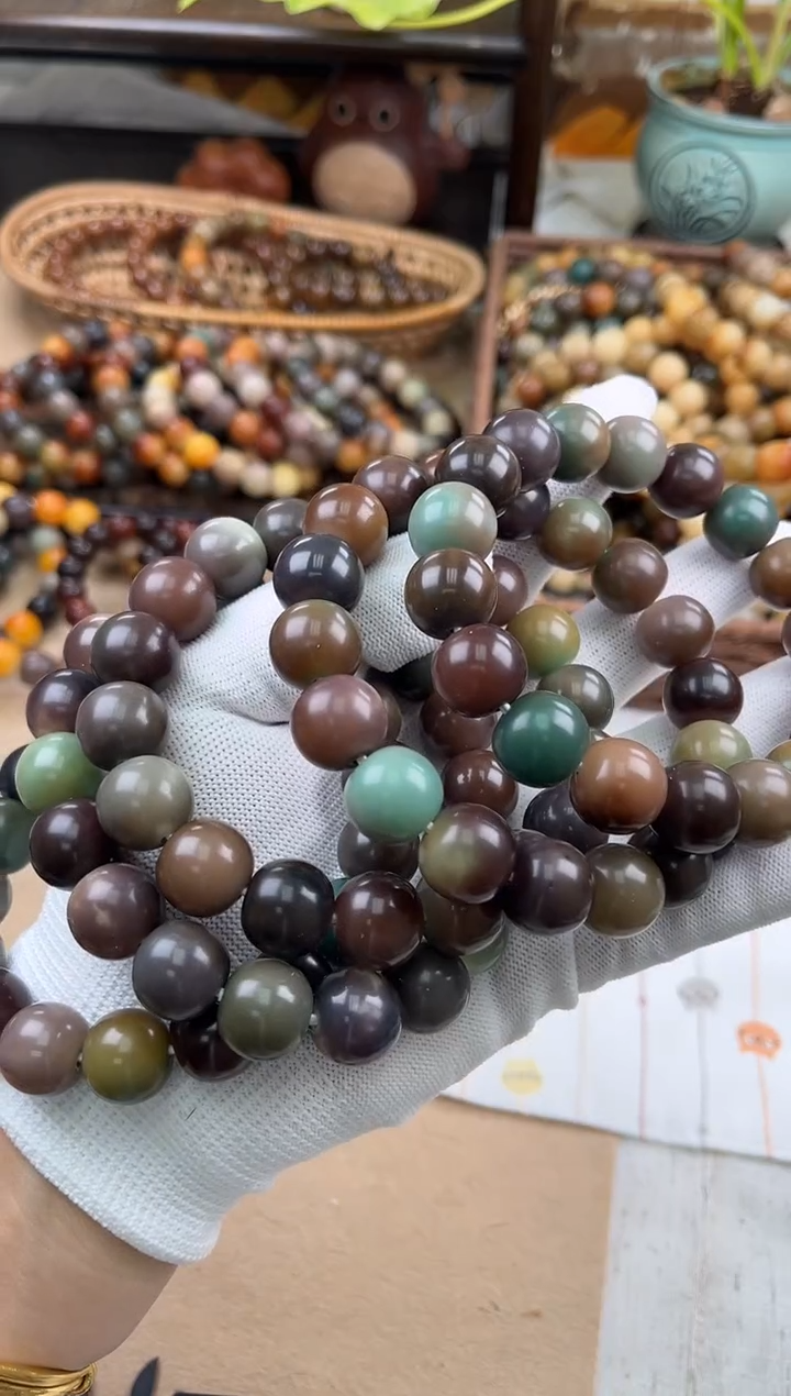 手串菩提根/象牙果a107 卡15 干磨欧若拉微瑕