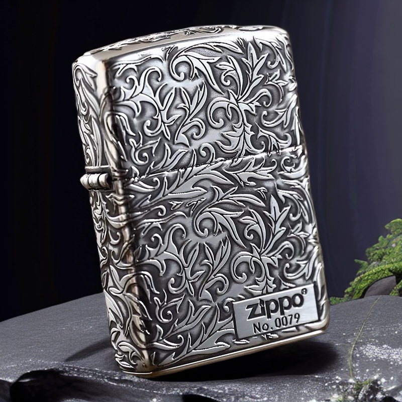 【老李鉴定】ZIPPO打火机正品镀银盔甲唐草右下限量编号送男士DYJ1
