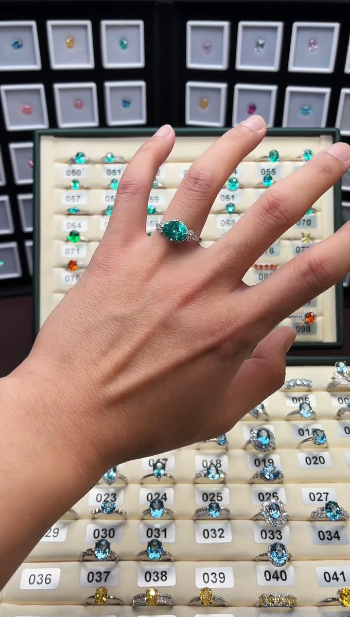 无925银轻奢帕拉伊巴色女神戒