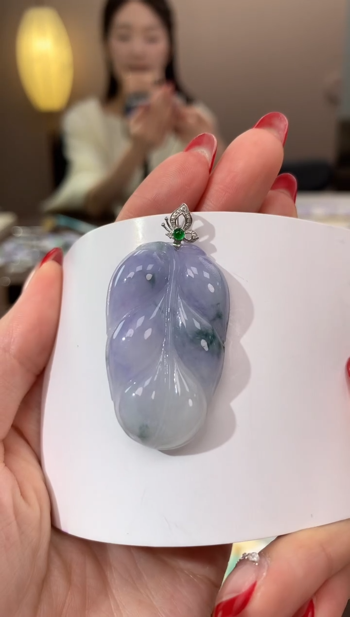 【闪购商品】翡翠颈饰18K金镶嵌天然缅甸a货翡翠