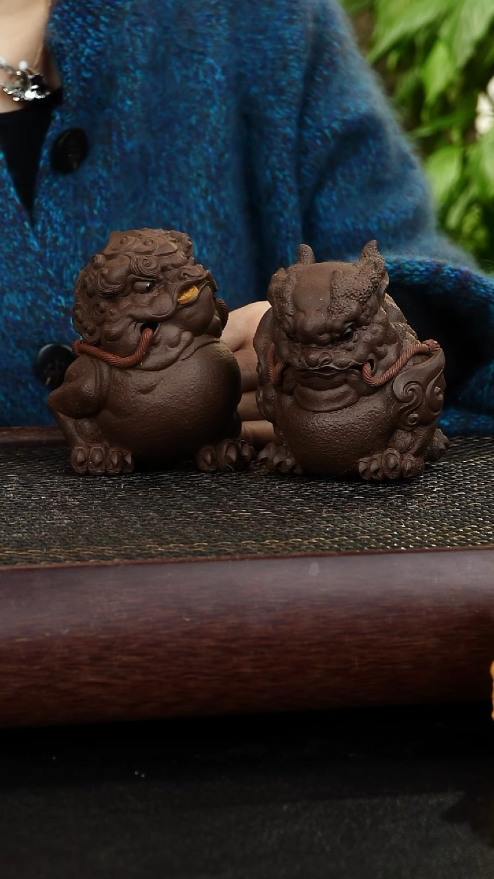 茶壶紫砂一对茶宠