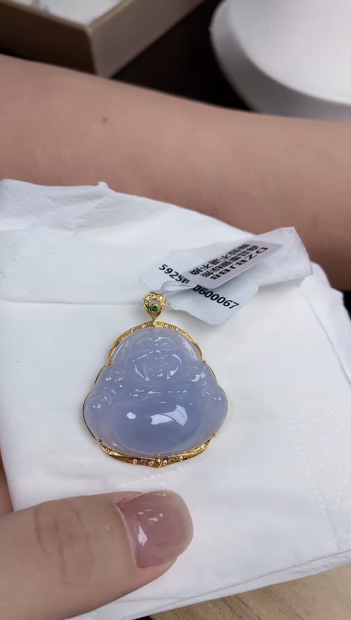 【闪购商品】翡翠颈饰18K金镶嵌天然缅甸翡翠A货