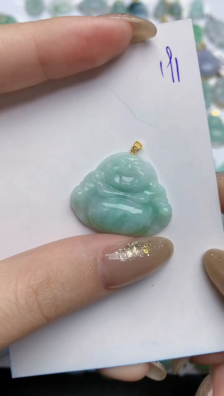 【闪购商品】翡翠颈饰18K金镶嵌天然缅甸翡翠A货