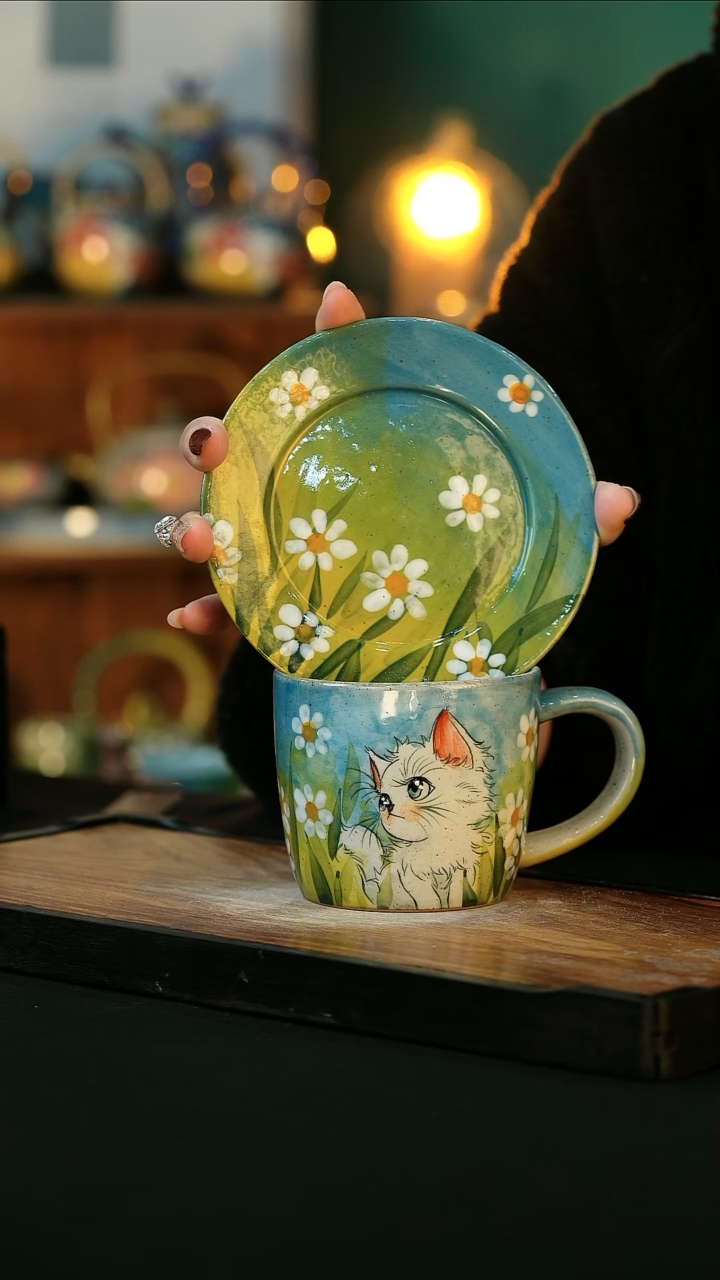 【闪购商品】杯手绘心瓷陶瓷浮力