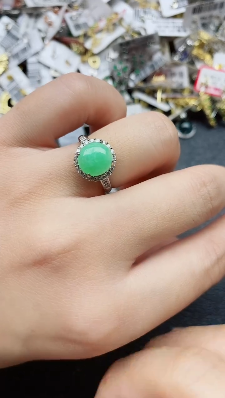 银S925镶嵌戒指翡翠1