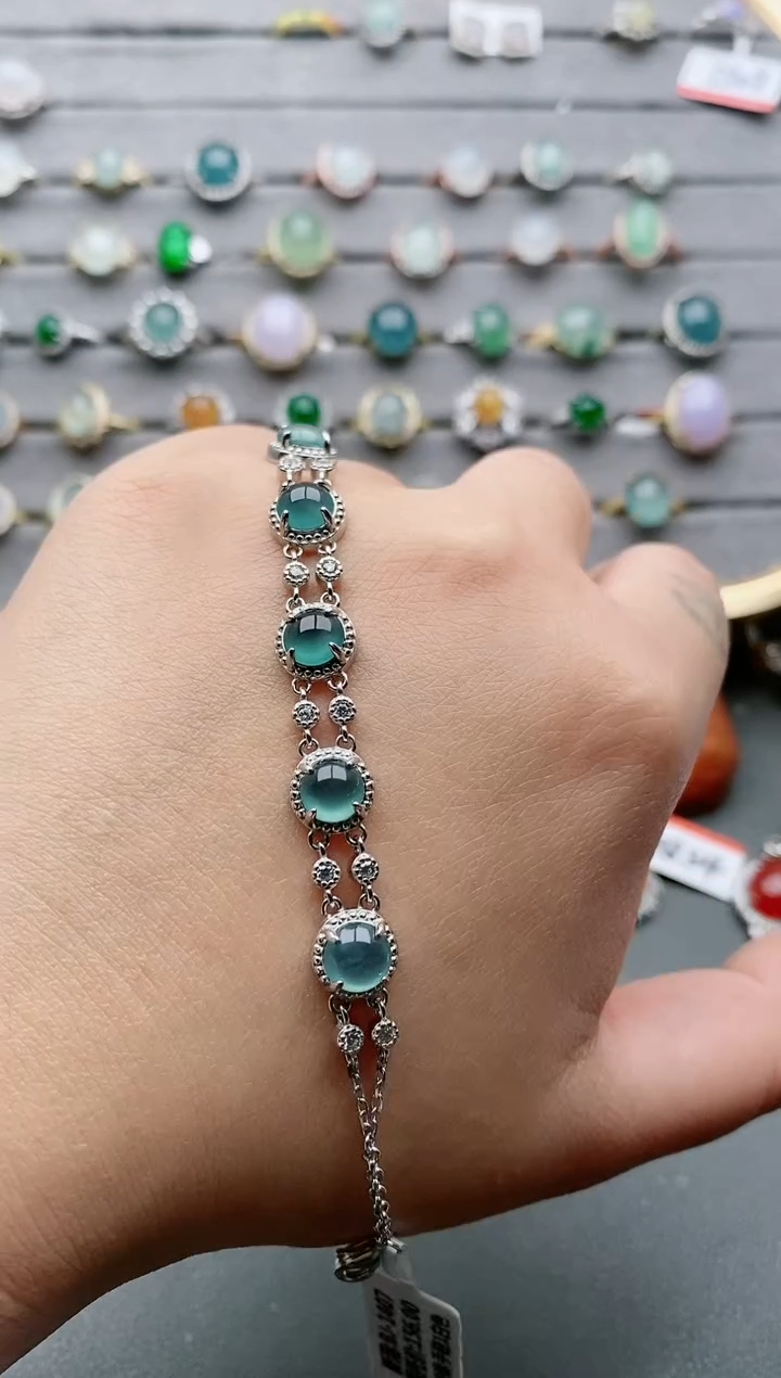 【闪购商品】翡翠手链银S925镶嵌一物一证