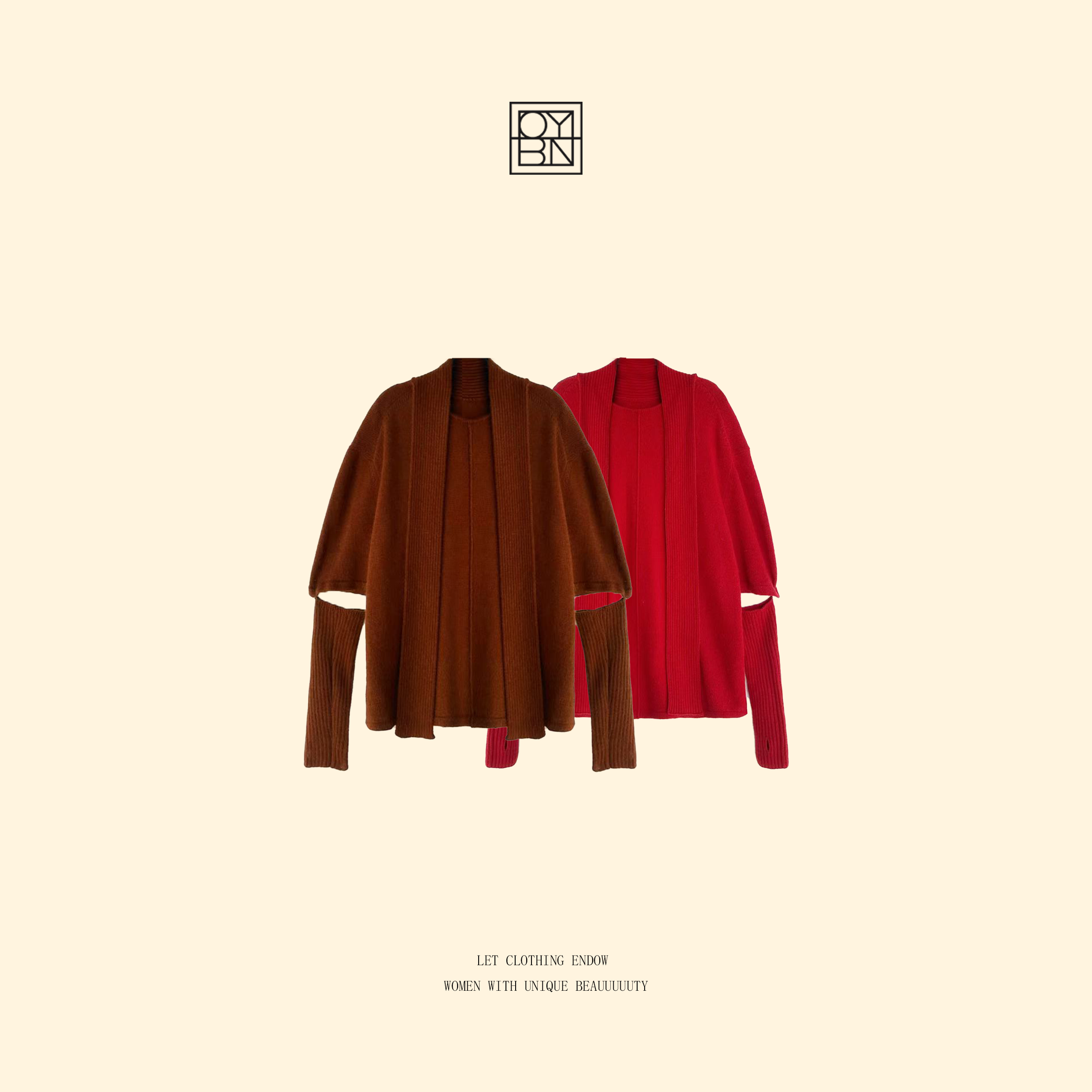 OYBN欧阳贝妮【丘比特】微胖大码设计感袖套披肩针织衫上衣8038