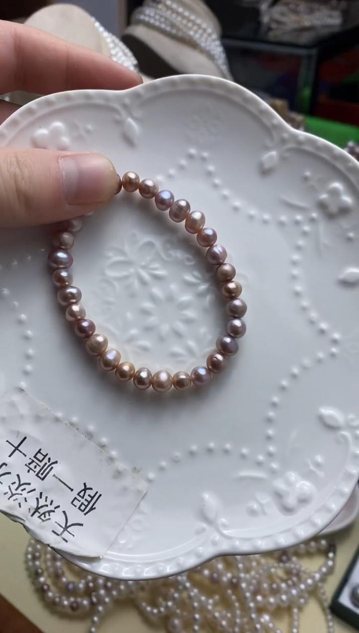 未镶嵌手链淡水珍珠6-7mm珍珠手链