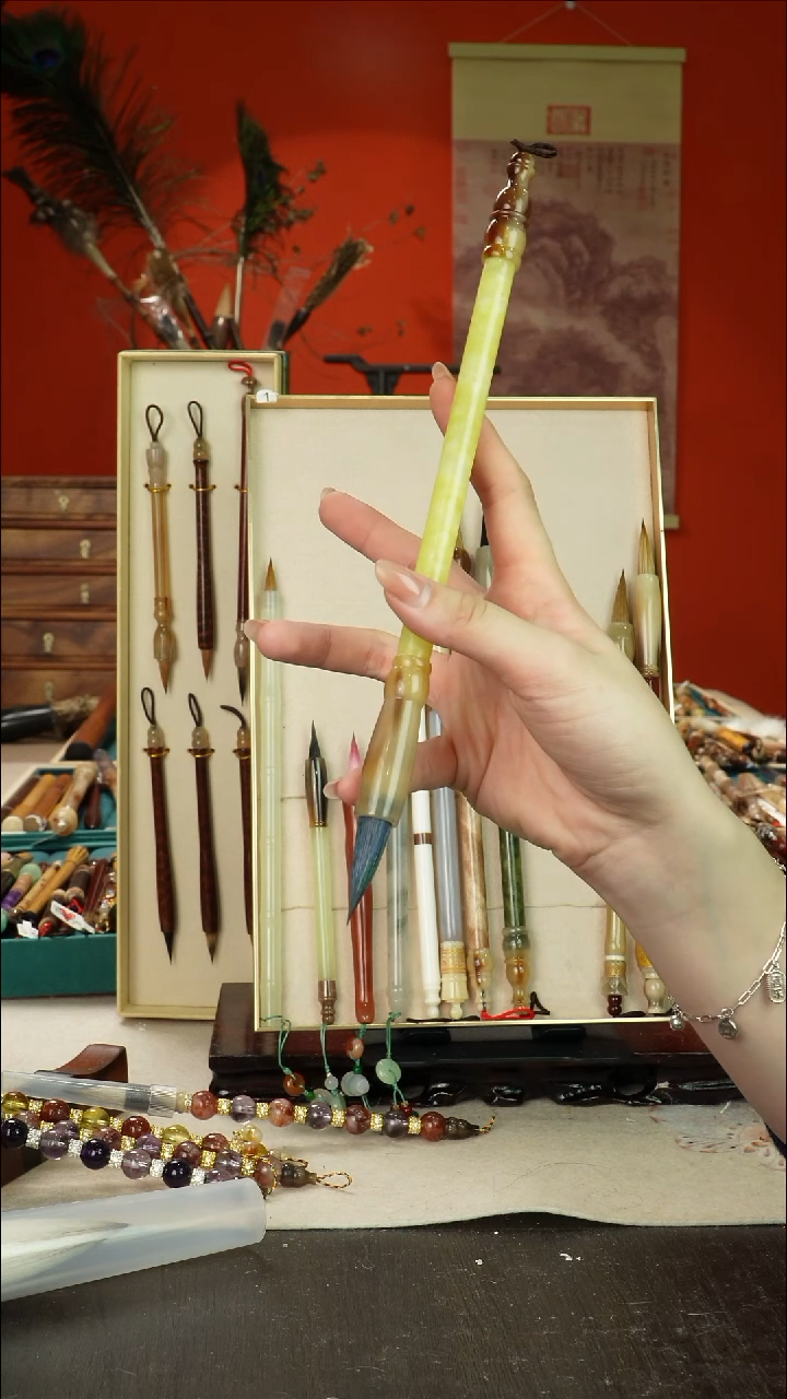 332号闪孤品高货毛笔链接 清水试笔 蘸墨不退