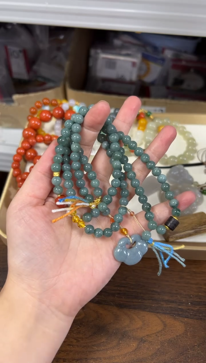 颈饰未镶嵌翡翠孤品蓝水翡翠如意设计款项链[91]