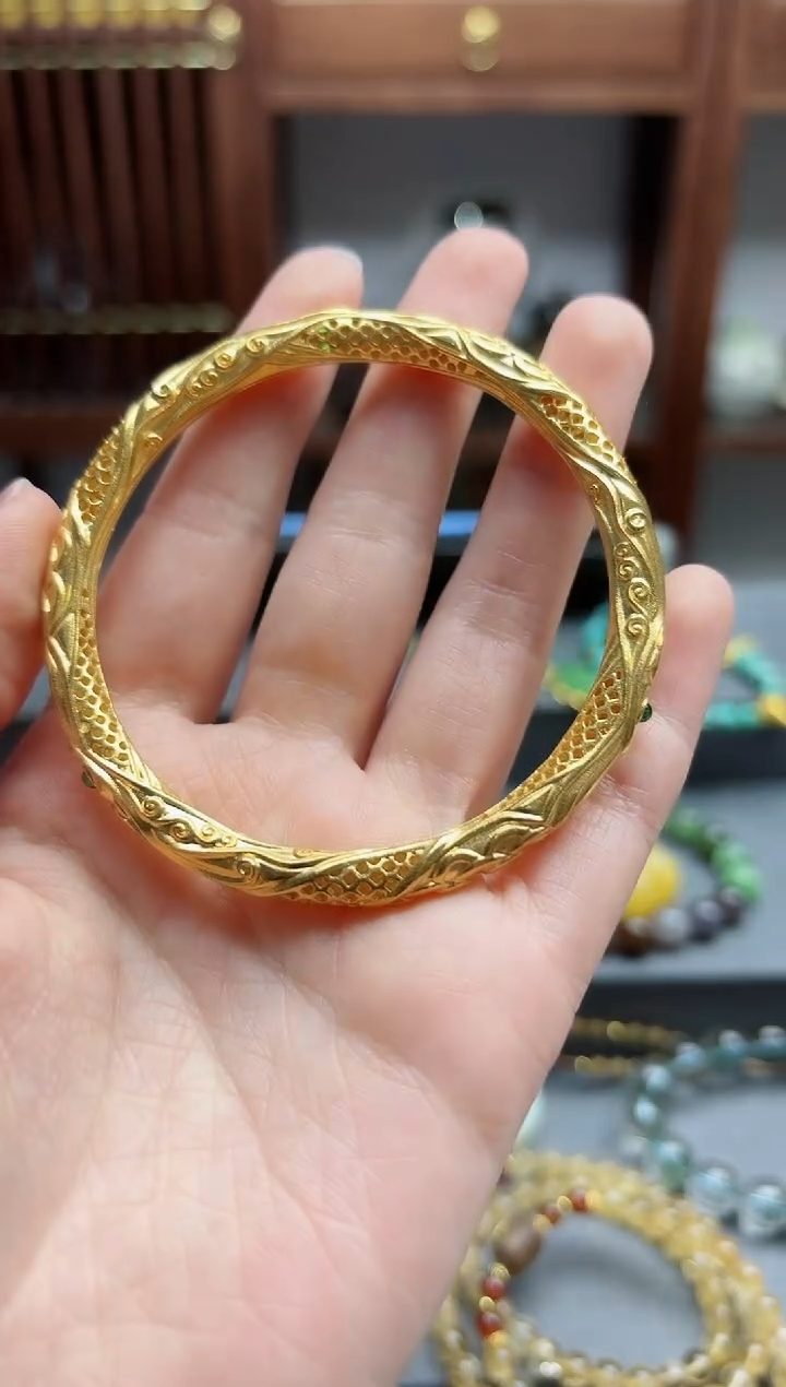 【闪购商品】18K金手镯18k金乾坤圈手镯56#ZX