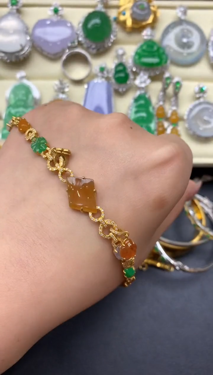 18K金镶嵌手链翡翠400中国好珍宝