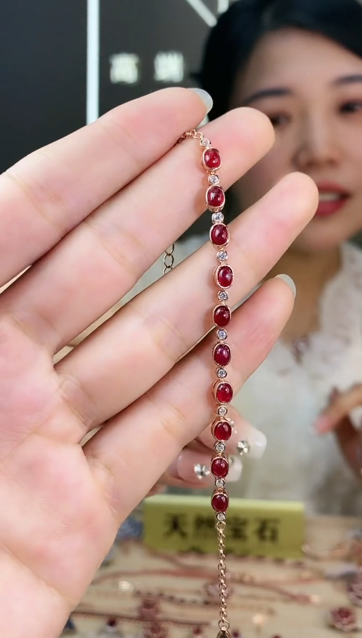 【闪购商品】红宝石手链银S925镶嵌手链