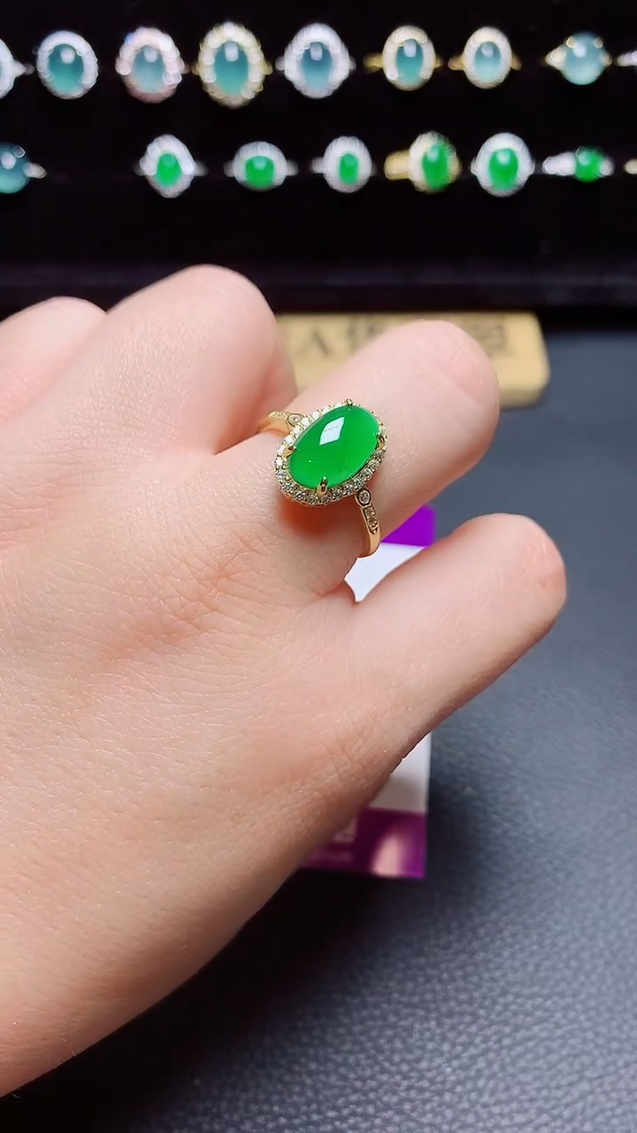 翡翠戒指银S925镶嵌天然翡翠A货s925银镶