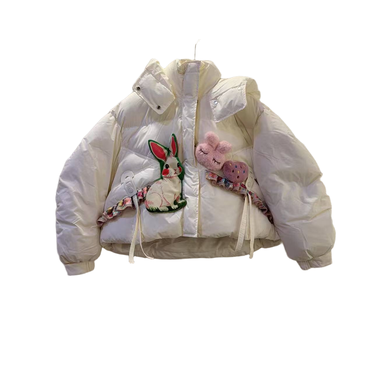  ATT潮牌女装2025冬欧洲站度假风甜美花卉拼接撞色拼接重工外套