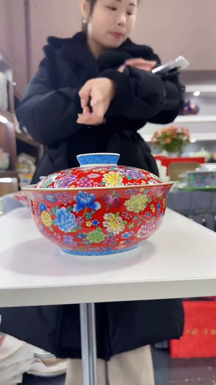 【闪购商品】瓷片7.5英寸【盖碗】1个景德镇陶瓷