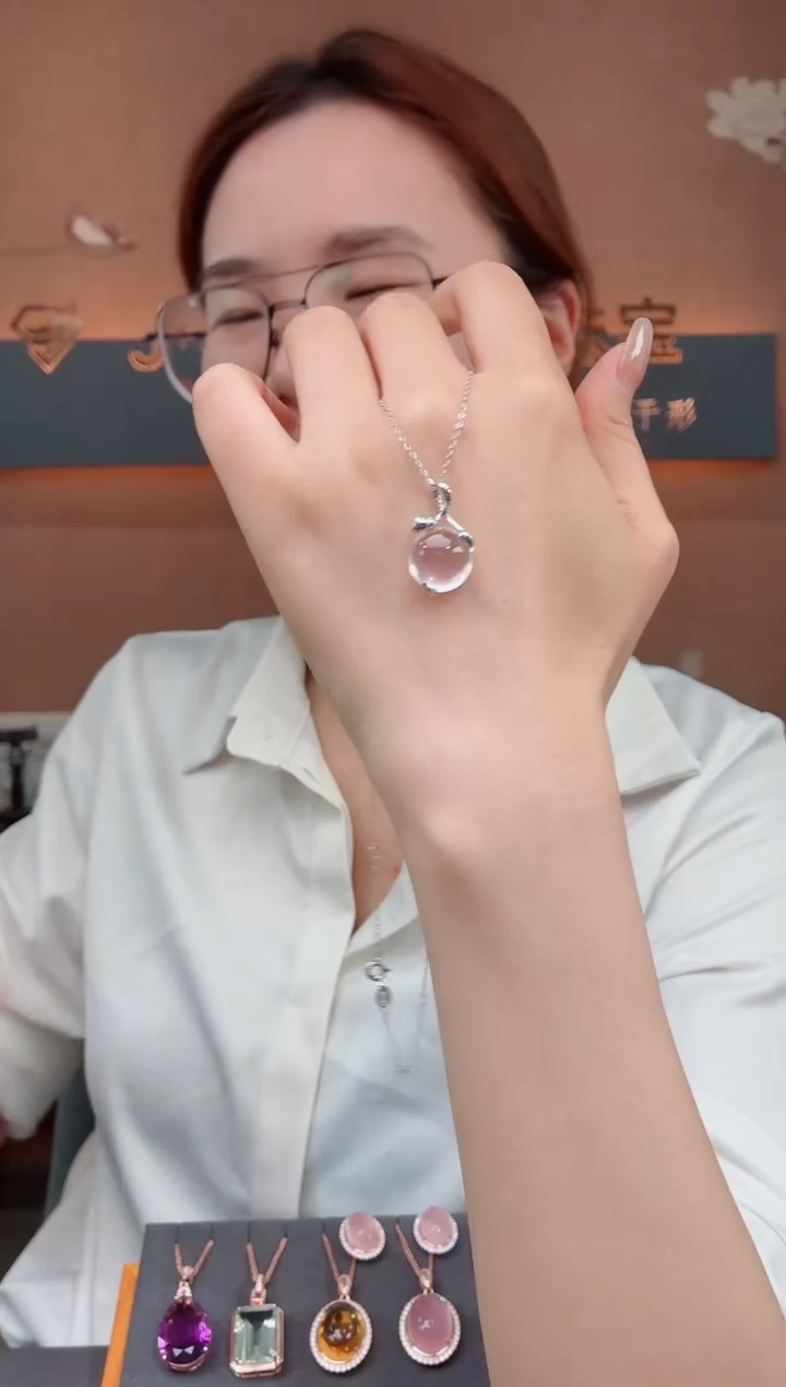 吊坠银S925镶嵌芙蓉石芙蓉石吊坠