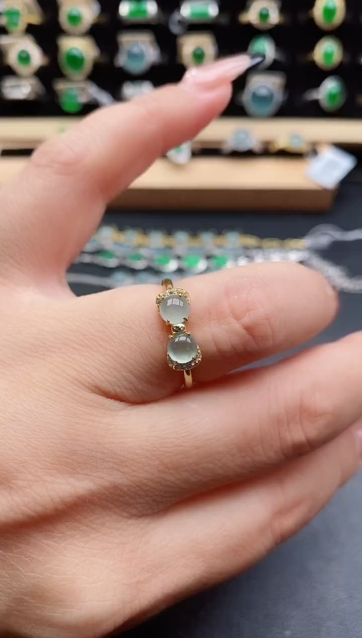 银S925镶嵌戒指翡翠1