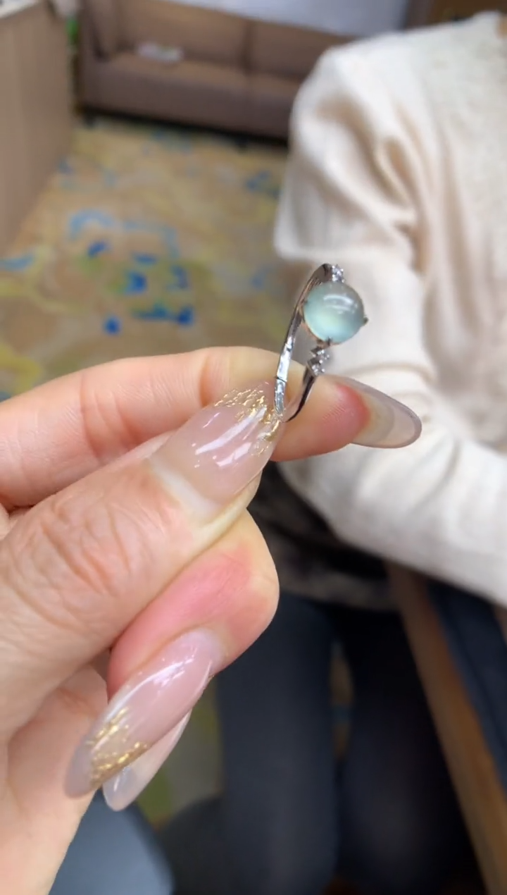 【闪购商品】翡翠戒指18K金镶嵌戒指#14圈上下两个圈口免费改